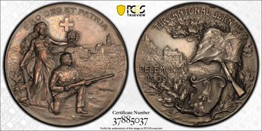 1909 Medal Delemont R-261a Matte Ag MS62