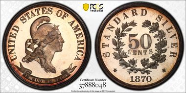 1870 50C J-964 PR64CAM