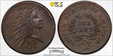1793 1C Wreath, S-11c XF40BN
