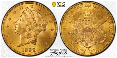 1899-S $20 MS64+