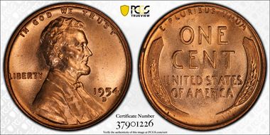 1954-D 1C MS67RD