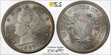 1883 5C No CENTS MS67+