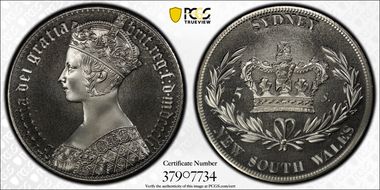 "1851" 5 Sh INA Retro Issue Gothic  Sydney-New S. Wales Cu Ni PR68CAM