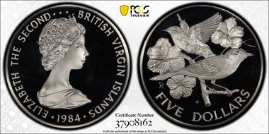 1984-FM $5 KM-35a  Ag PR68DCAM