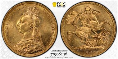 1890-M Sov S-3867B DISH M14 2nd Obverse MS62