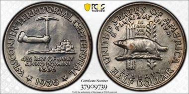 1936 50C Wisconsin MS64