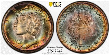 1945-S 10C MS68+ FB