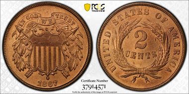 1867 2C MS66RD