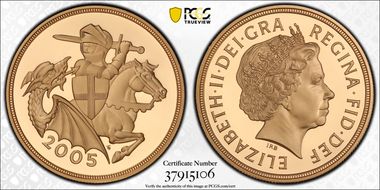 2005 £5 S-SE10 St. George PR70DCAM