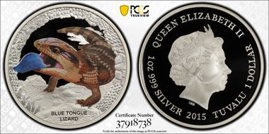 2015 $1 Blue Tongue Lizard PR70DCAM