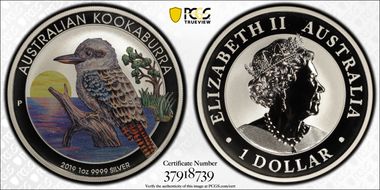 2019-P $1 Kookaburra Ag Colorized Berlin World Money Fair MS70