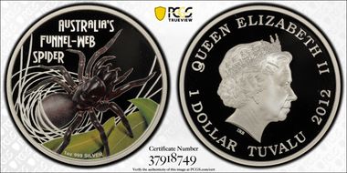 2012 $1 Funnel Web Spider Colorized PR69DCAM