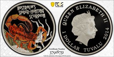 2014 $1 Spider Hunting Scorpion PR70DCAM