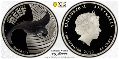 2012-P 50C Manta Ray - Colorized Australian Sea Life, The Reef PR68DCAM