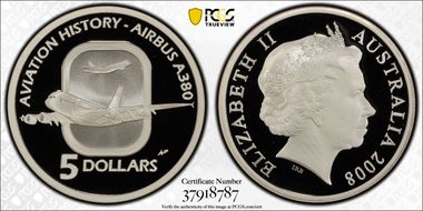 2008 $5 Airbus A380 PR70DCAM