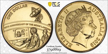2019 $1 Moon Landing 50th Ann. MS67