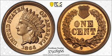 1864 1C Copper Nickel PR66DCAM
