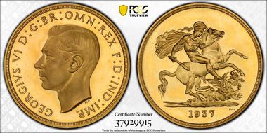 1937 £5 S-4074 PR64CAM