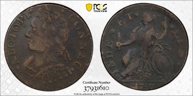 1787 CT 1/2P Mailed Bust Left VF30BN