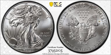 2011 $1 Silver Eagle 25th Anniversary Set MS68
