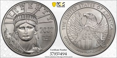 2007-W $50 Burnished St. of Liberty Michael Reagan SP70