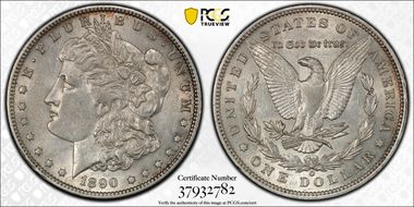 1890-O $1 VAM 20 Doubled Ear AU55