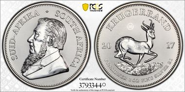 2017 1 Rand 50th Anniv. Krugerrand Ag SP69