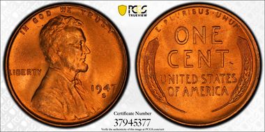 1947-S 1C MS67+ RD