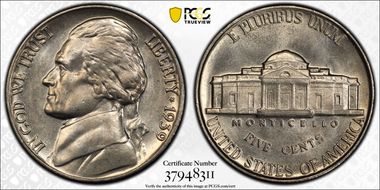 1939 5C Reverse of 1940 MS66FS