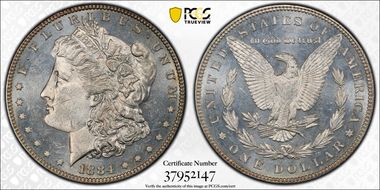 1884 $1 VAM 4 Small Dot MS63PL