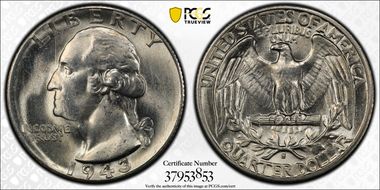 1943-S 25C "Goiter" FS-401 MS64