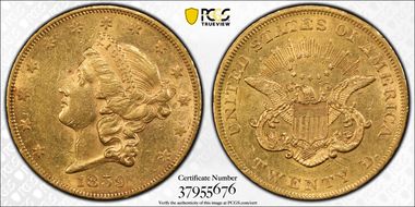 1859 $20 AU55