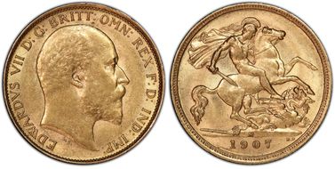 1907-M 1/2 Sov S-3975 AU58