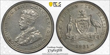 1931(m) Florin KM-27  Ag AU53