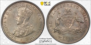1914-H Florin AU58