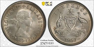 1957(m) 6D KM-58  Ag MS65