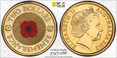 2012-C $2 Remembrance Day Colorized MS67