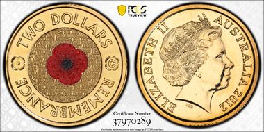 2012-C $2 Remembrance Day Colorized MS67