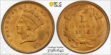 1856 G$1 Slanted 5 MS64
