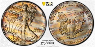 1987 $1 Silver Eagle MS66