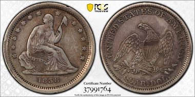 1838 25C Seated, No Drapery XF40