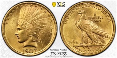 1907 $10 Indian MS64