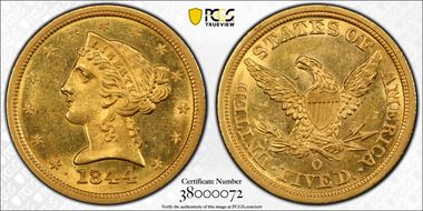 1844-O $5 MS63+