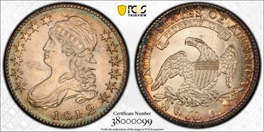1812/1 50C O-102, Small 8 MS64+