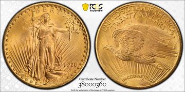1928 $20 MS66+