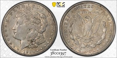 1921-S $1 VAM 1B-3a Thorn Head XF45