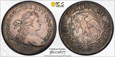 1798 $1 Small Eagle, 13 Stars XF40