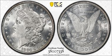1880 $1 VAM 9, 8/7 Stem MS64