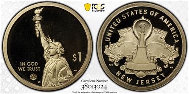 2019-S $1 American Innovation NJ Edison Light Bulb First Strike PR70DCAM