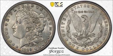 1889-O $1 VAM 20A Weak E Rev AU55